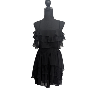 J. Blonde Black Ruffled High-Low Dress